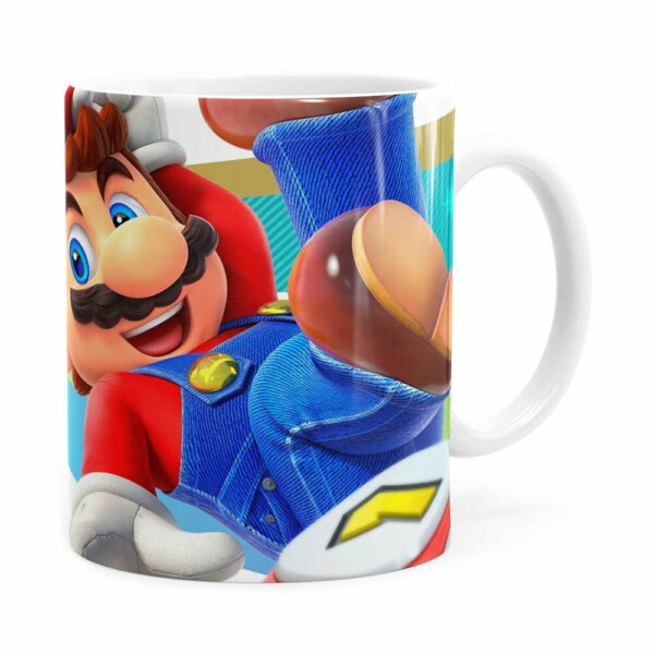 Caneca Super Mario Team 3d Print Branca