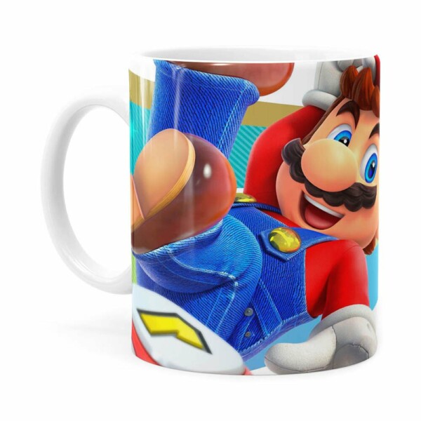 Caneca Super Mario Team 3d Print Branca