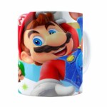 Caneca Super Mario Team 3d Print Branca