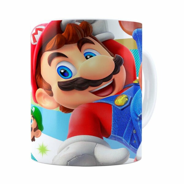 Caneca Super Mario Team 3d Print Branca
