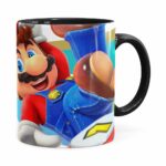 Caneca Super Mario Team 3d Print Preta