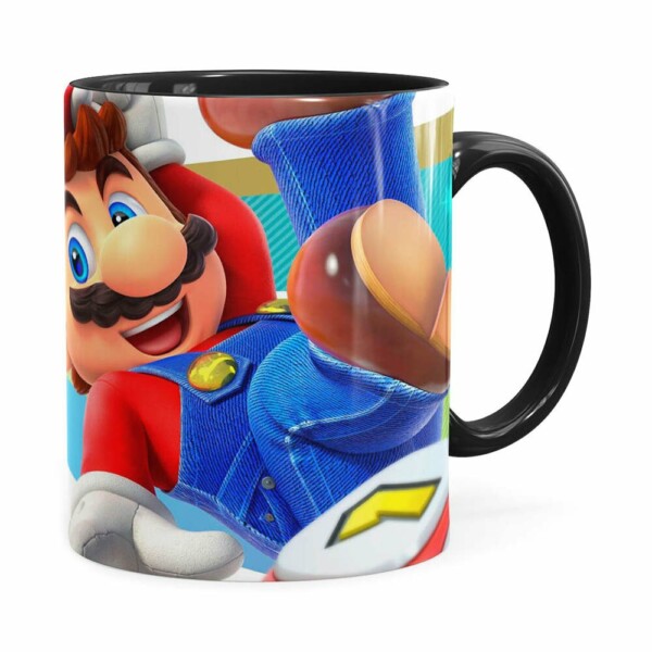 Caneca Super Mario Team 3d Print Preta