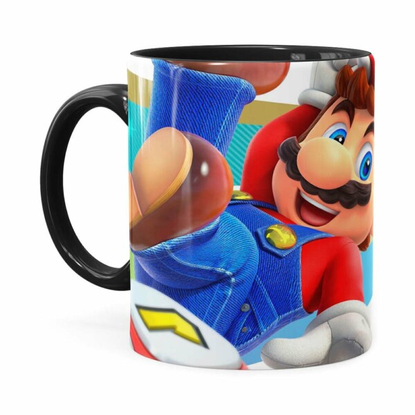Caneca Super Mario Team 3d Print Preta