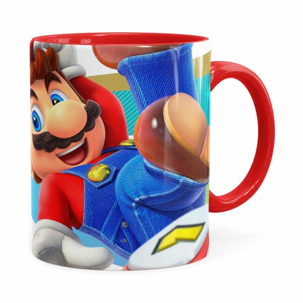Caneca Super Mario Team 3d Print Vermelha