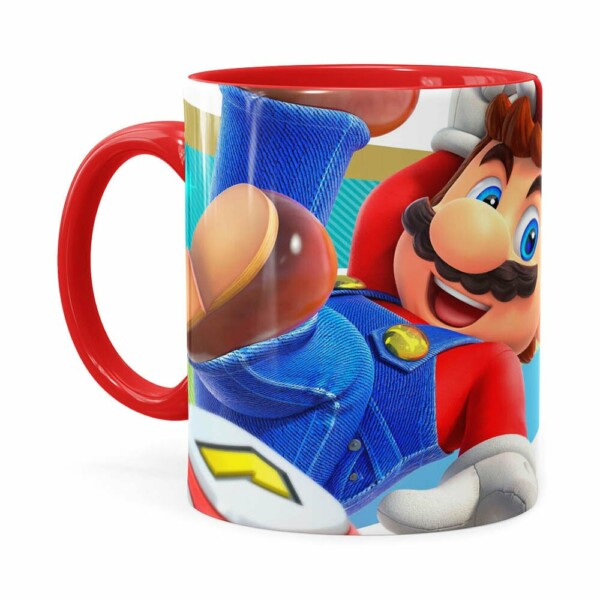 Caneca Super Mario Team 3d Print Vermelha