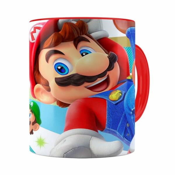 Caneca Super Mario Team 3d Print Vermelha