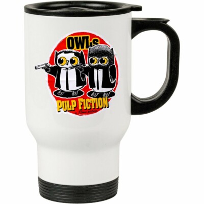 Caneca Térmica Pulp Fiction Corujas 500ml Branca