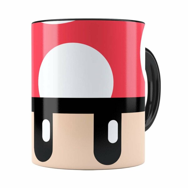 Caneca Toad Super Mario Bros Vermelho Preta