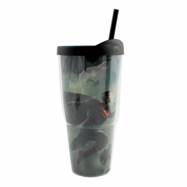 Copo Tampa E Canudo Injustice Superman E Batman 650ml