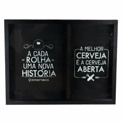 Quadro Coleção Duplo De Rolhas E Tampas Vinho E Cerveja