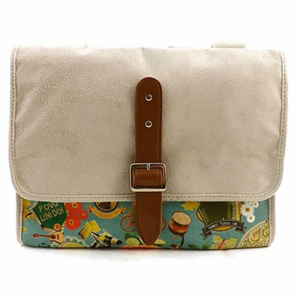 Bolsa Old School Povo Unido Couro E Camurça