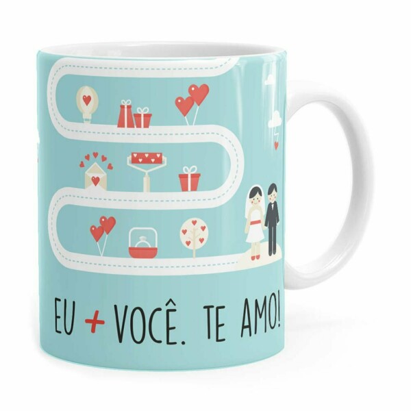 Caneca A Caminho Da Felicidade Te Amo Branca