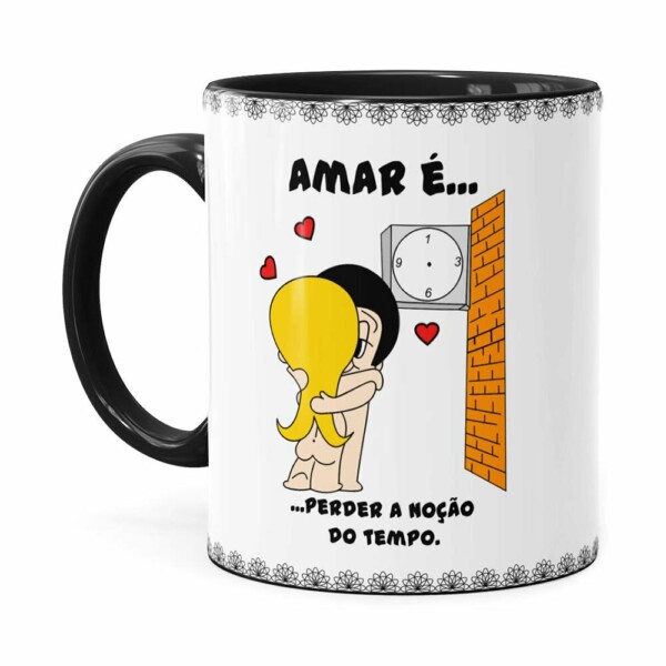 Caneca Amar é Perder A Noção Do Tempo Preta