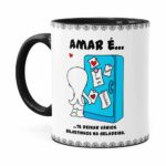 Caneca Amar é Te Deixar Vários Bilhetinhos Na Geladeira Preta