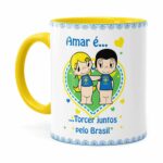 Caneca Amar é Torcer Juntos Pelo Brasil Amarela