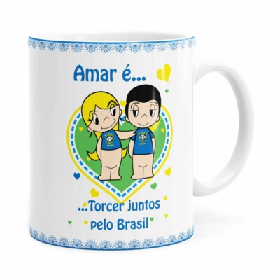 Caneca Amar é Torcer Juntos Pelo Brasil Branca
