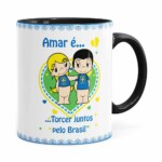 Caneca Amar é Torcer Juntos Pelo Brasil Preta