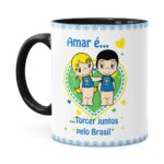 Caneca Amar é Torcer Juntos Pelo Brasil Preta