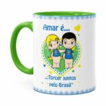 Caneca Amar é Torcer Juntos Pelo Brasil Verde Claro