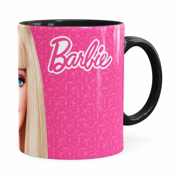 Caneca Barbie Boneca 3d Print Preta
