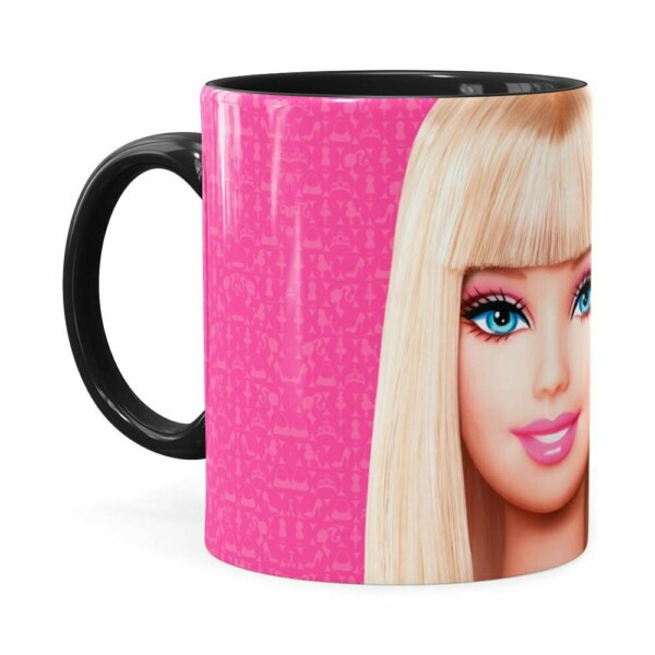 Caneca Barbie Boneca 3d Print Preta