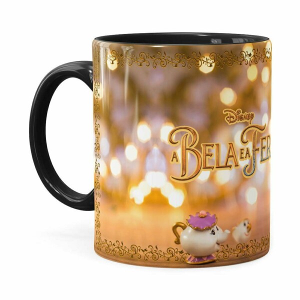 Caneca Bela E A Fera 3d Print Preta