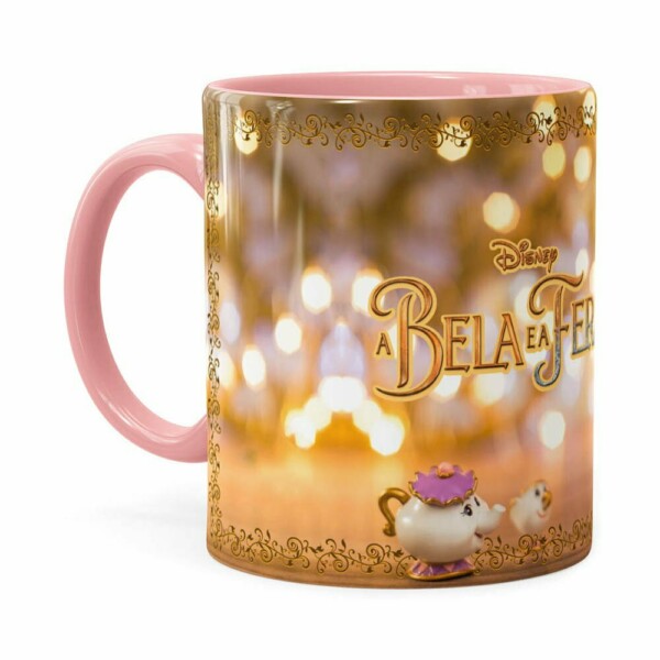 Caneca Bela E A Fera 3d Print Rosa