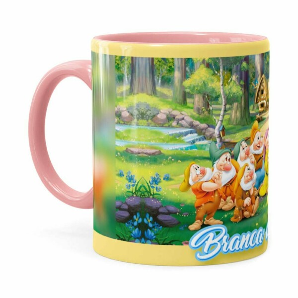 Caneca Branca De Neve E Os 7 Anões Rosa