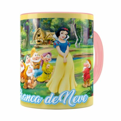Caneca Branca De Neve E Os 7 Anões Rosa