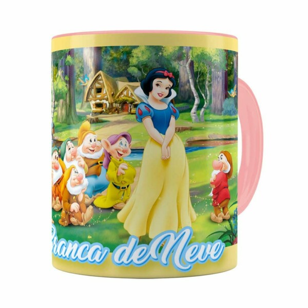 Caneca Branca De Neve E Os 7 Anões Rosa