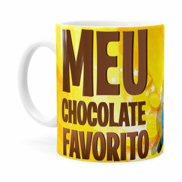 Caneca Chocolate Minions Meu Chocolate Favorito V01 Branca