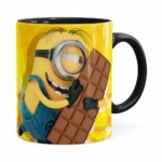 Caneca Chocolate Minions Meu Chocolate Favorito V01 Preta