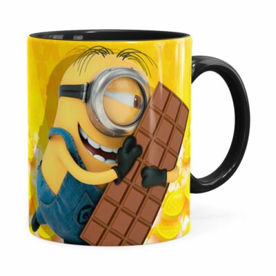 Caneca Chocolate Minions Meu Chocolate Favorito V01 Preta