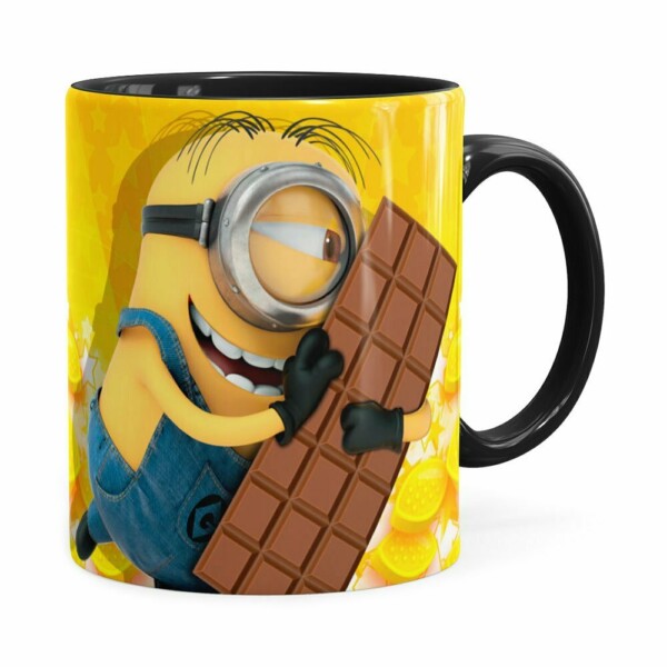 Caneca Chocolate Minions Meu Chocolate Favorito V01 Preta