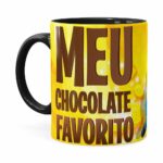 Caneca Chocolate Minions Meu Chocolate Favorito V01 Preta
