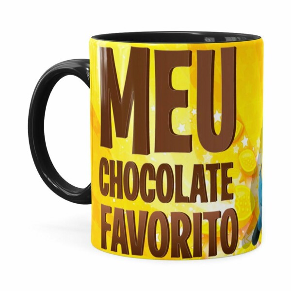 Caneca Chocolate Minions Meu Chocolate Favorito V01 Preta
