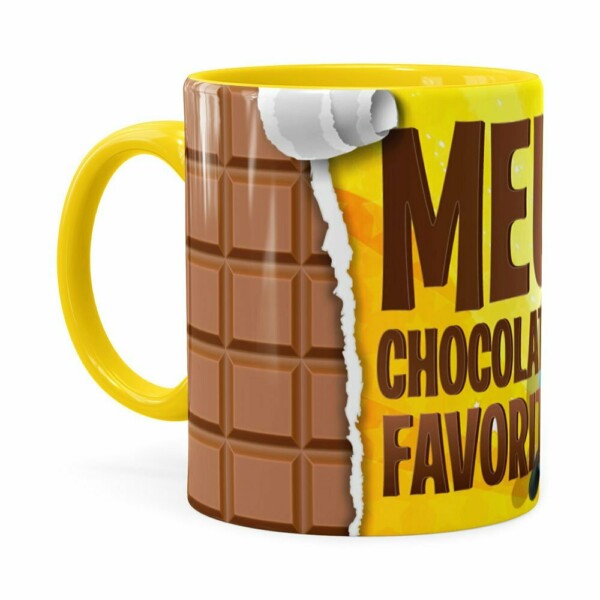 Caneca Chocolate Minions Meu Chocolate Favorito V02 Amarela