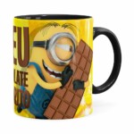 Caneca Chocolate Minions Meu Chocolate Favorito V02 Preta