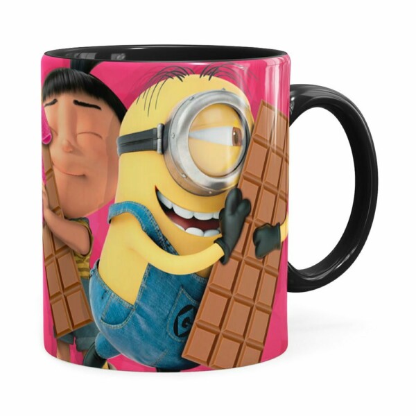 Caneca Chocolate Minions Meu Chocolate Favorito V03 Preta
