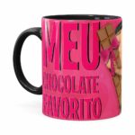 Caneca Chocolate Minions Meu Chocolate Favorito V03 Preta