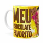 Caneca Chocolate Minions Meu Chocolate Favorito V04 Branca