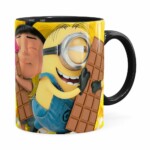 Caneca Chocolate Minions Meu Chocolate Favorito V04 Preta
