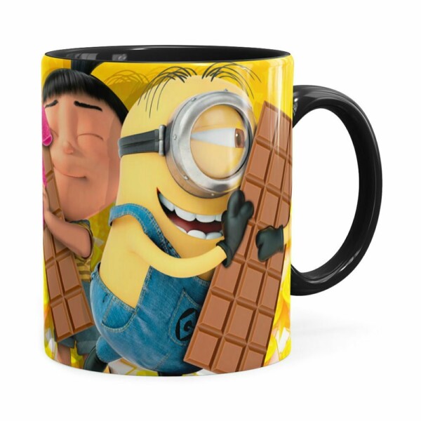 Caneca Chocolate Minions Meu Chocolate Favorito V04 Preta