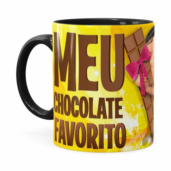 Caneca Chocolate Minions Meu Chocolate Favorito V04 Preta