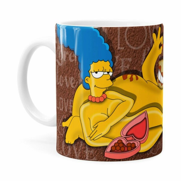 Caneca Chocolate Os Simpsons Marge E Homer Branca