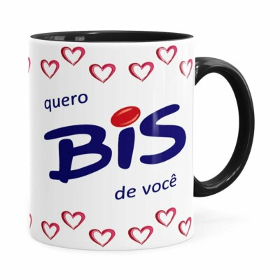 Caneca Chocolate Quero Bis De Você Branco Preta