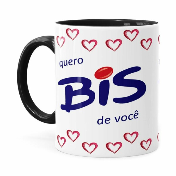 Caneca Chocolate Quero Bis De Você Branco Preta