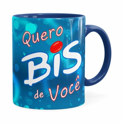 Caneca Chocolate Quero Bis De Você V01 Azul Escuro