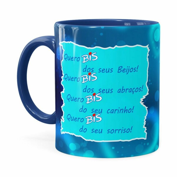 Caneca Chocolate Quero Bis De Você V01 Azul Escuro