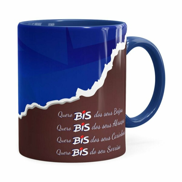 Caneca Chocolate Quero Bis De Você V02 Azul Escuro